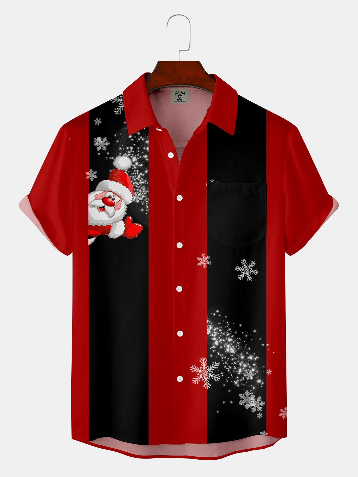 Men's Christmas Fun Old Man Snowflake Holiday Bowling Shirt-Mokaloha