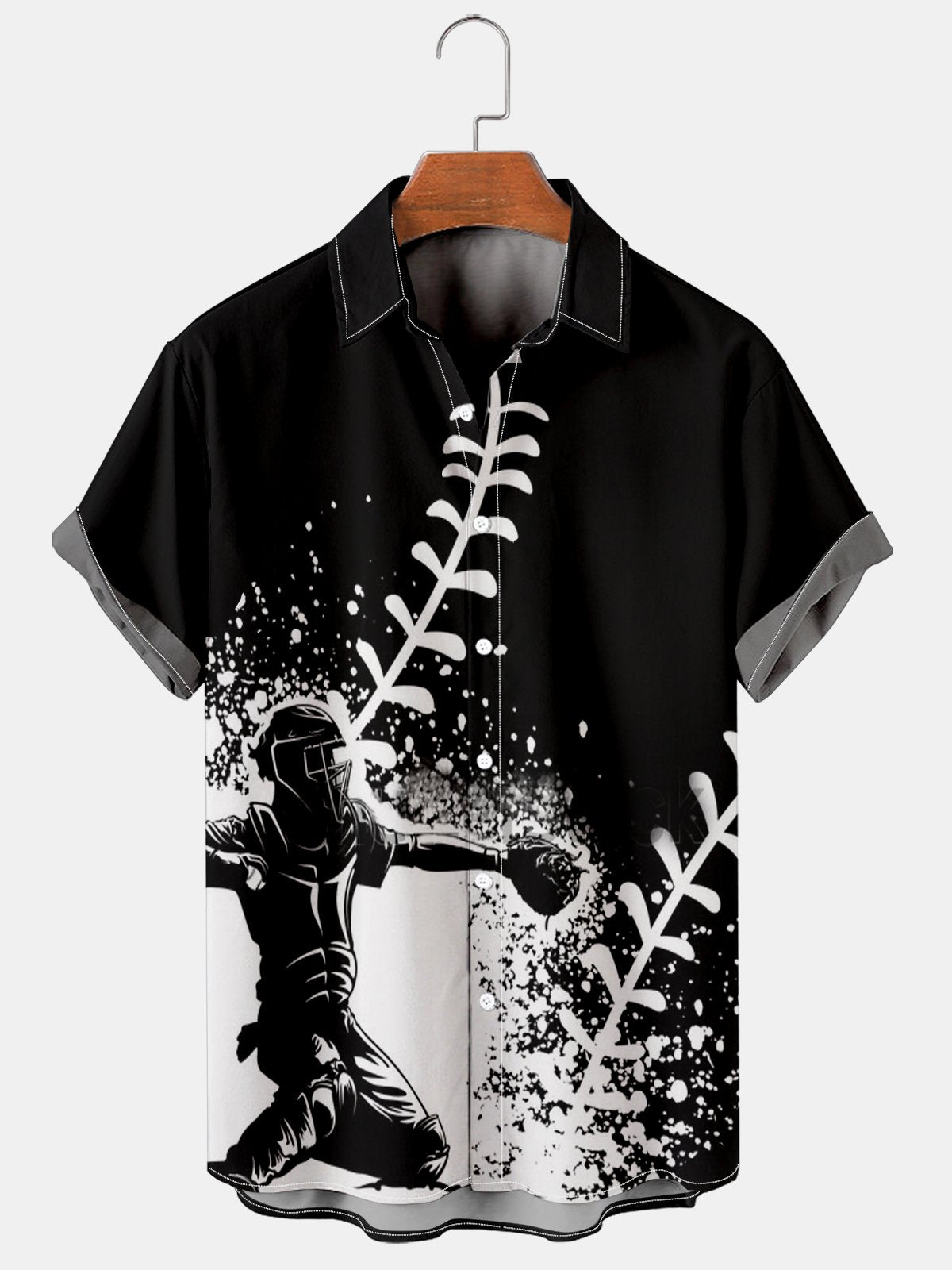 Men's Casual Baseball Patchwork Shirt-Mokaloha