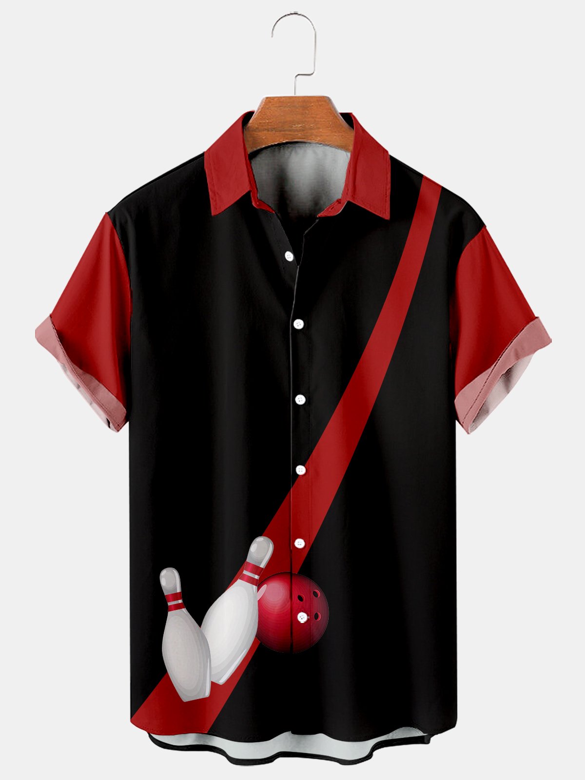 Bowling Casual Loose Men's Plus Size Short-Sleeved Shirt-Mokaloha