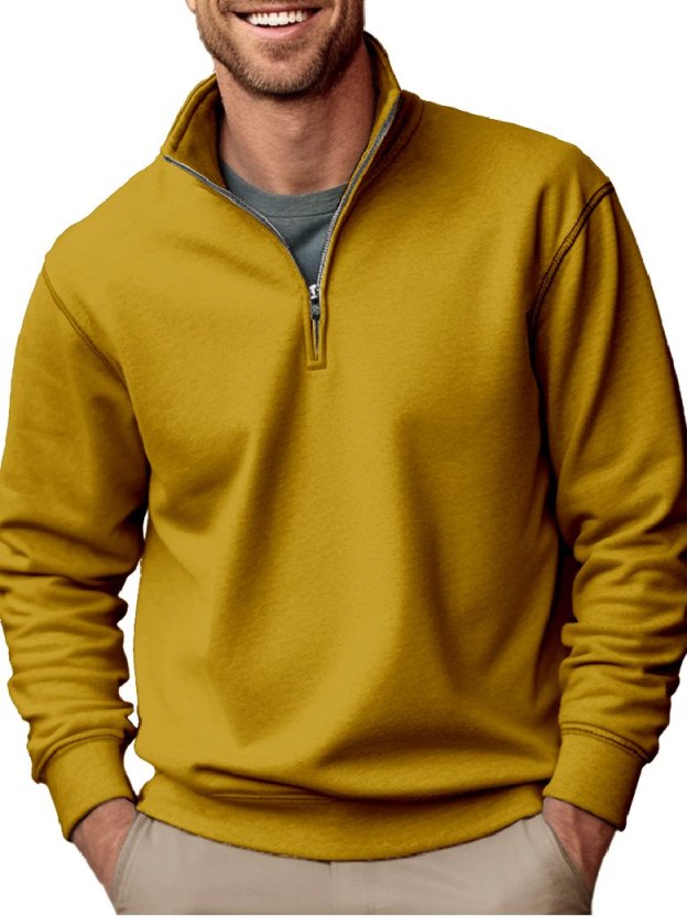 Men's fashion casual zipper padded polo shirt