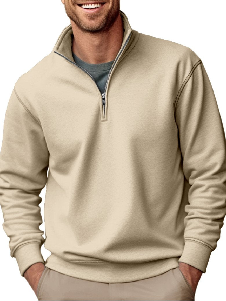Men's fashion casual zipper padded polo shirt