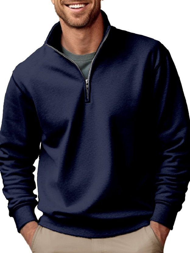 Men's fashion casual zipper padded polo shirt