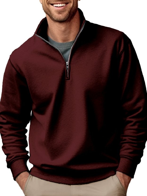 Men's fashion casual zipper padded polo shirt