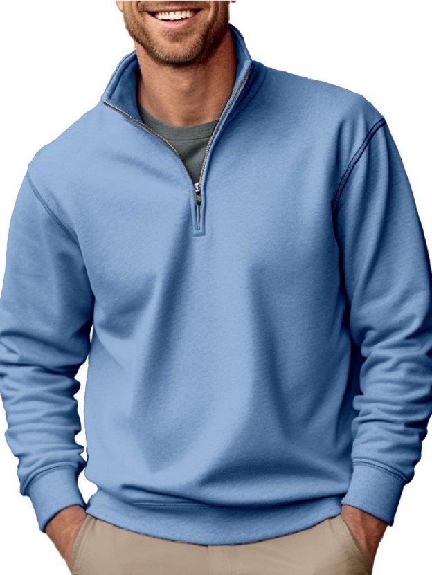 Men's fashion casual zipper padded polo shirt
