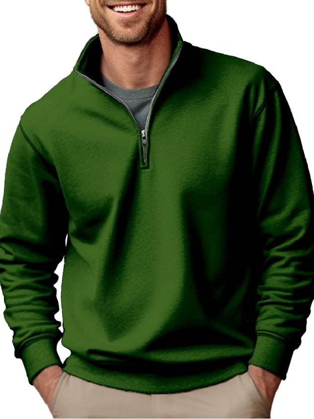 Men's fashion casual zipper padded polo shirt