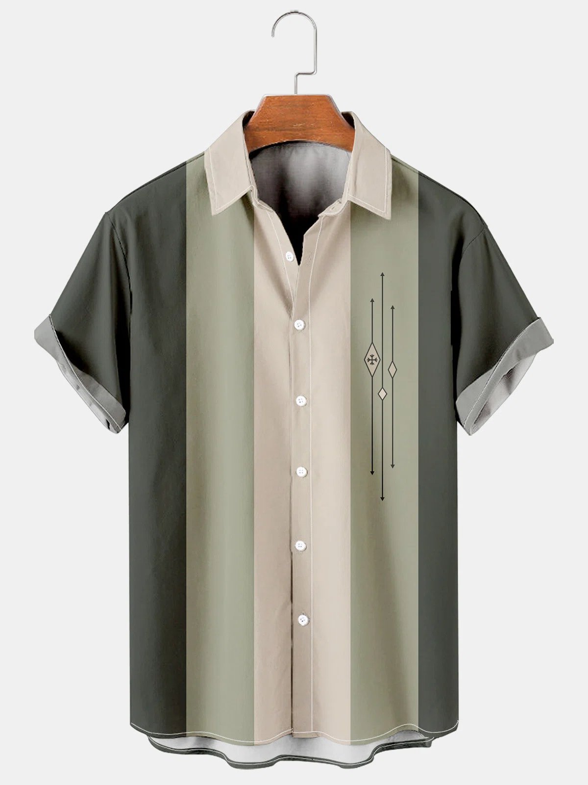 Men's Casual Vintage Striped Patchwork Simple Pattern Print Shirt-Mokaloha