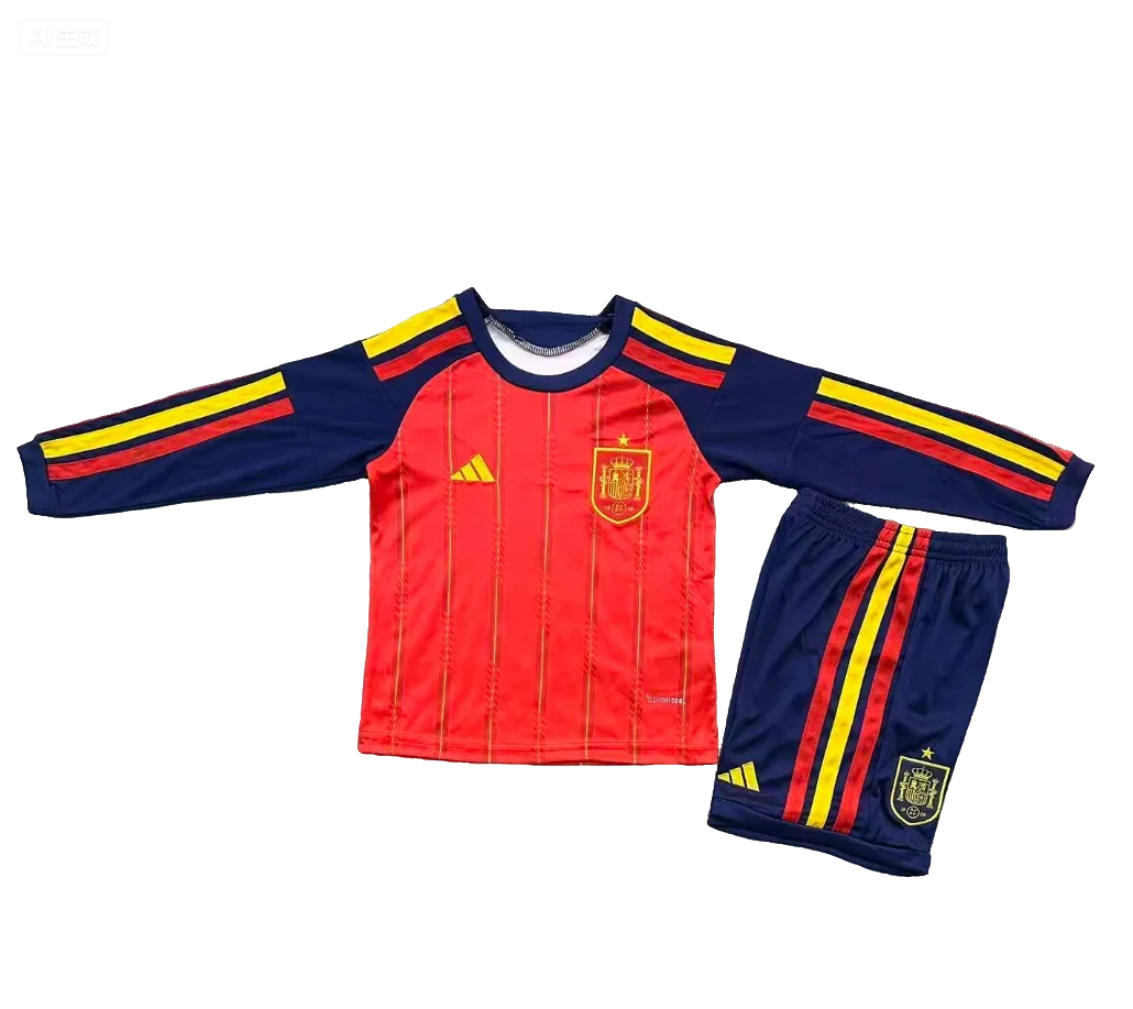 2026 Spain home kids long sleeve version Size 16-28