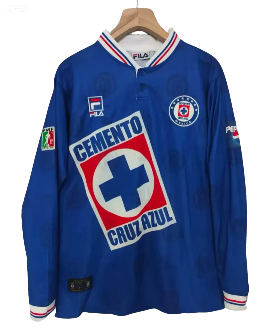9798 Cruz Azul home long sleeve retro version S~XXL