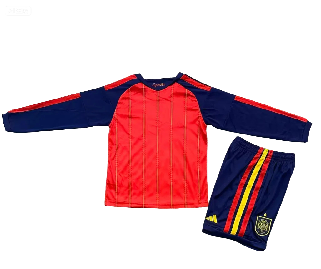 2026 Spain home kids long sleeve version Size 16-28