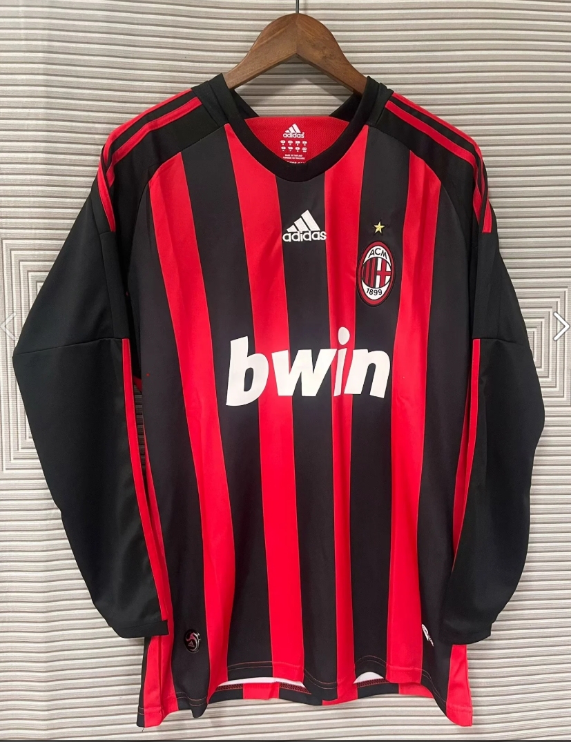 08/09 AC Milan home long sleeve retro version S-XXL