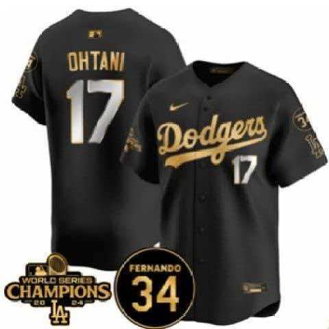 2025 MLB Los Angeles Dodgers Black-Golden NO.17 OHTANI S-3XL