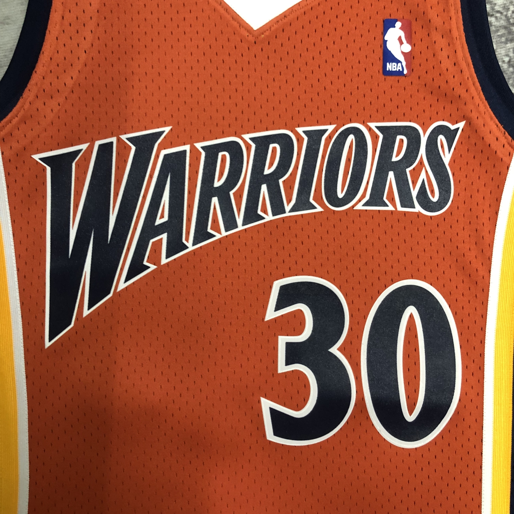 MN Heat Pressed Retro Jersey: SW Warriors 09/10 Orange No.30 Curry