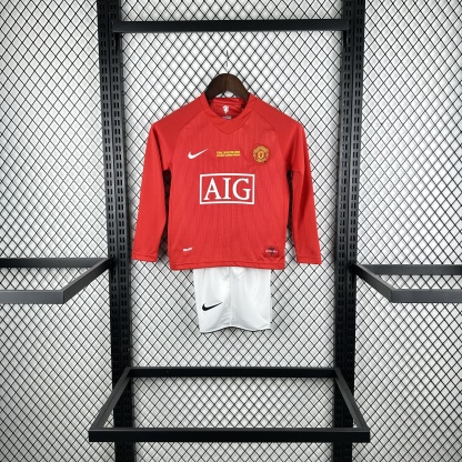 07/08 Manchester United home UCL retro long sleeve kids version size 16-28