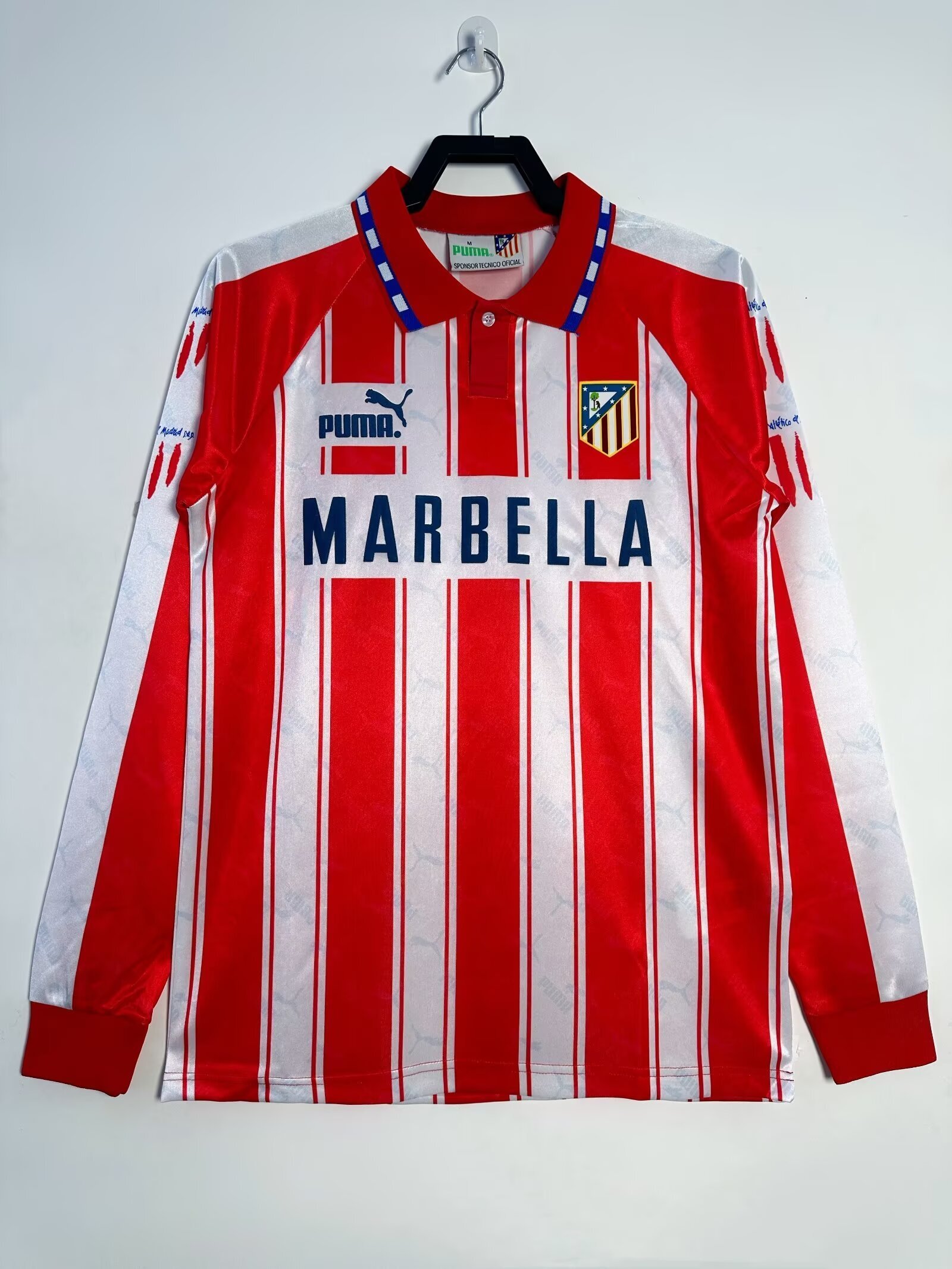 Retro 94/95 Atletico de Madrid home long sleeve Jersey  S-XXL