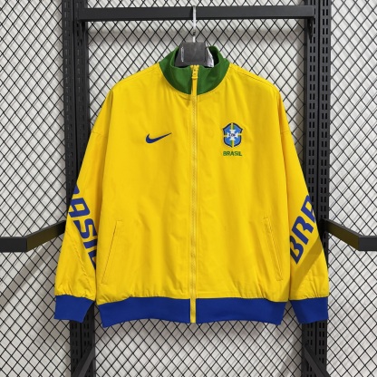 25/26 Windbreaker Brazil training Yellow Waterproof thickened version S-XXL