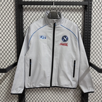 25/26 Windbreaker Napoli training white-grey Waterproof thickened version S-XXL