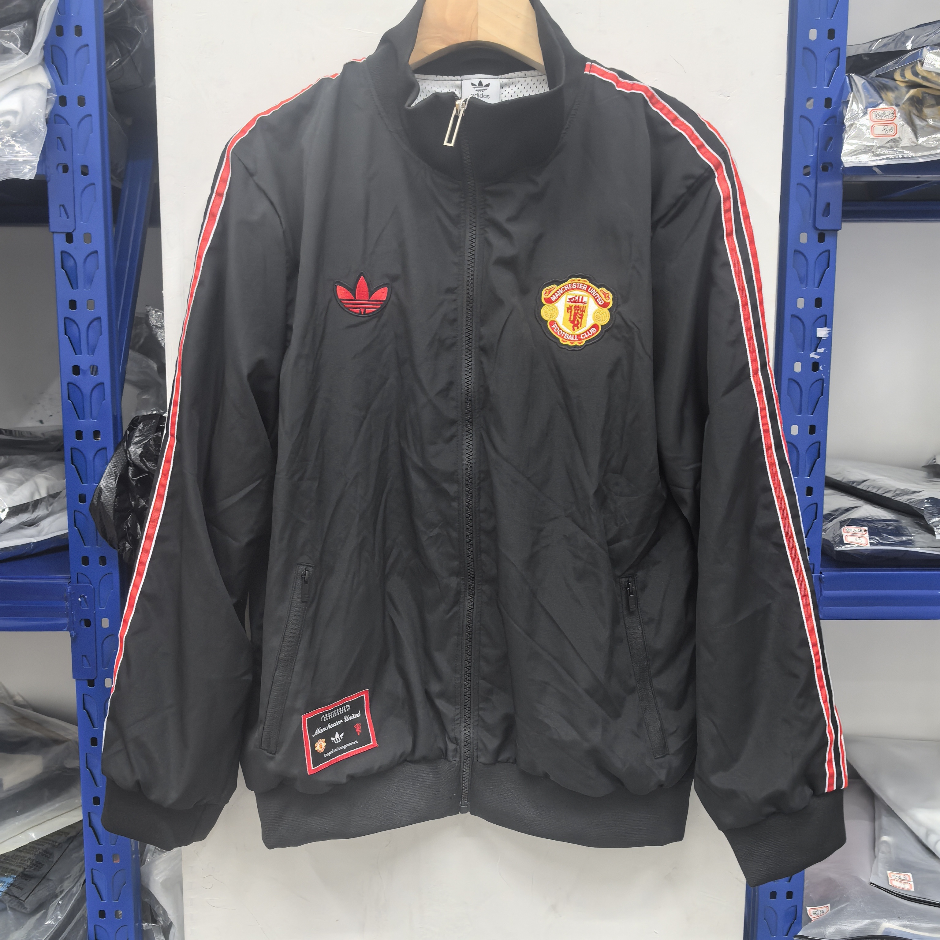 retro Manchester United M-U black waterproof thickened windbreak S-XXL