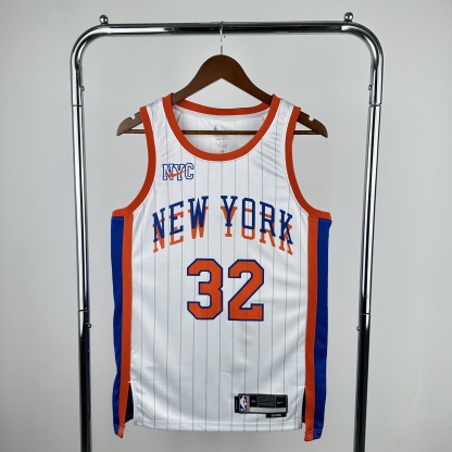 2025 NBA New York Knicks white Heat pressed city version NO.32 jersey S-XXL