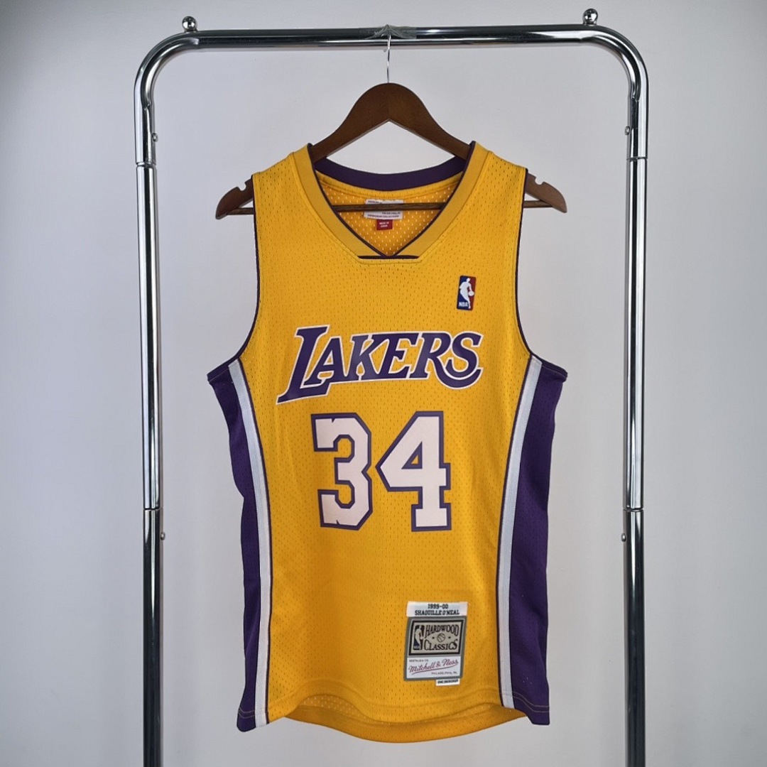 99/00 NBA Los Angeles Lakers O´neal yellow Heat pressed retro version jersey S-XXL