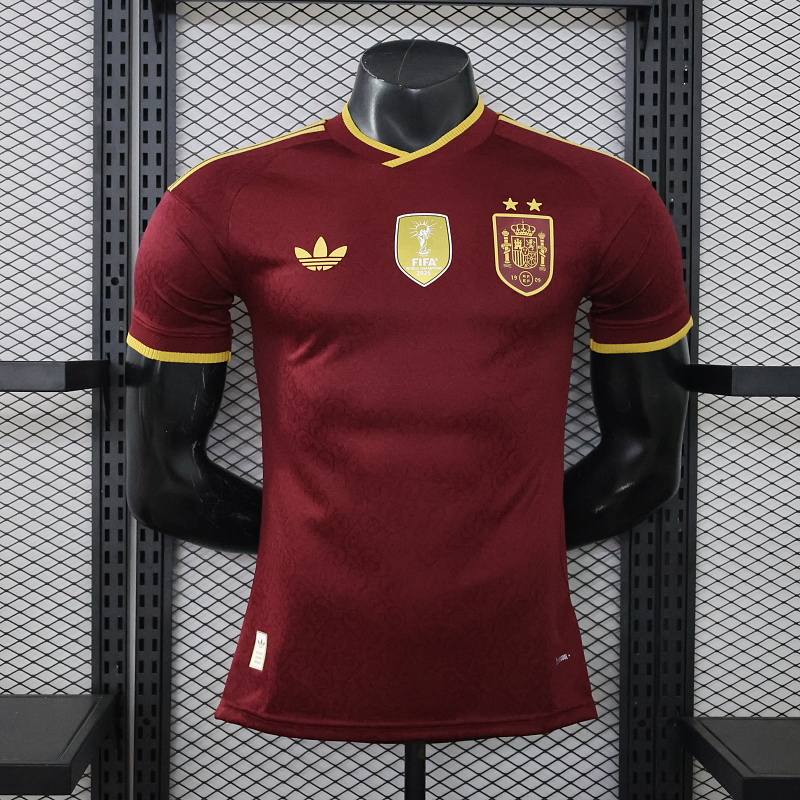 2026 Spain red two star with champion patch player version S-3XL