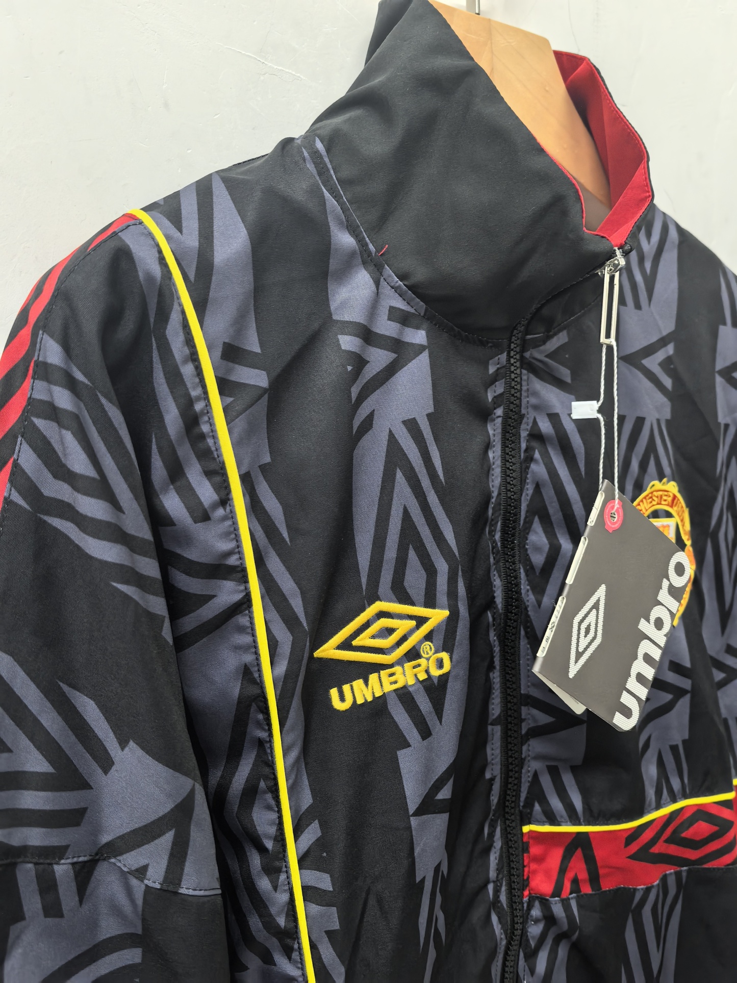 93/95 retro Manchester United M-U black thickened jacket S-XXL