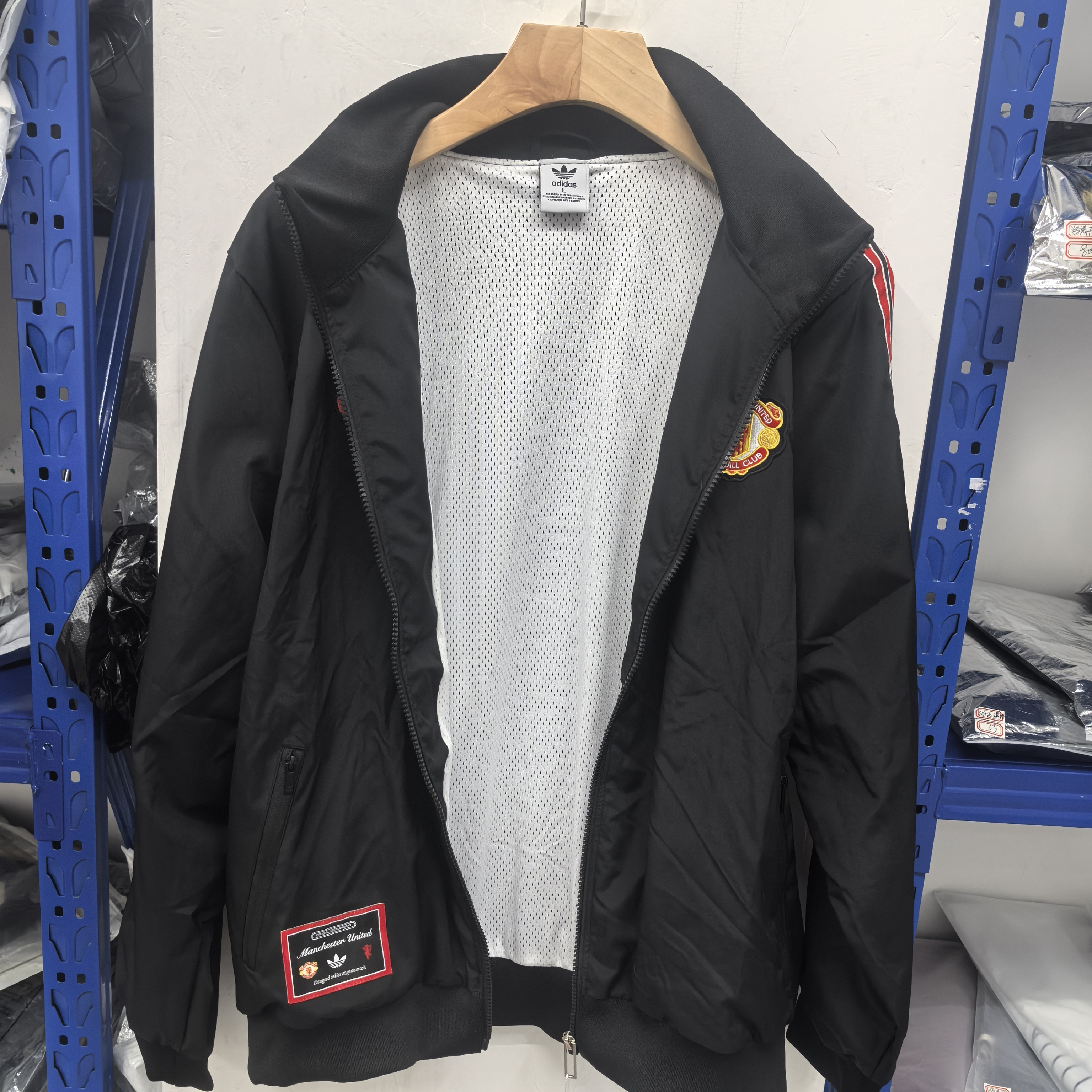 retro Manchester United M-U black waterproof thickened windbreak S-XXL