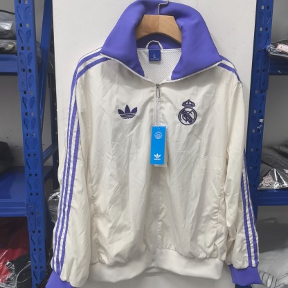 retro Windbreaker Real M@drid training white Waterproof thickened version S-XXL