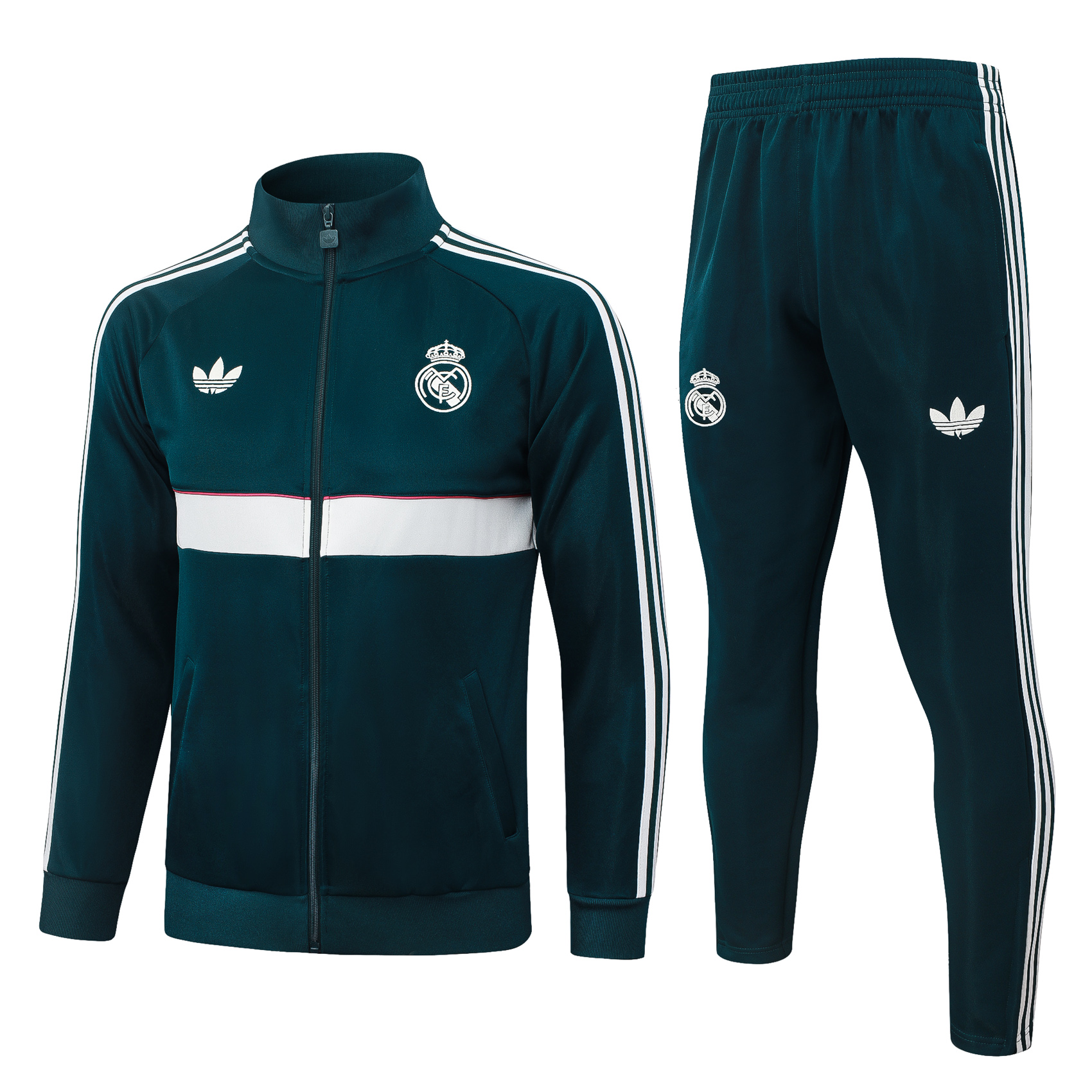 26/27 re@l Medrid Dark green with white edges Full-Zip Jacket Suit