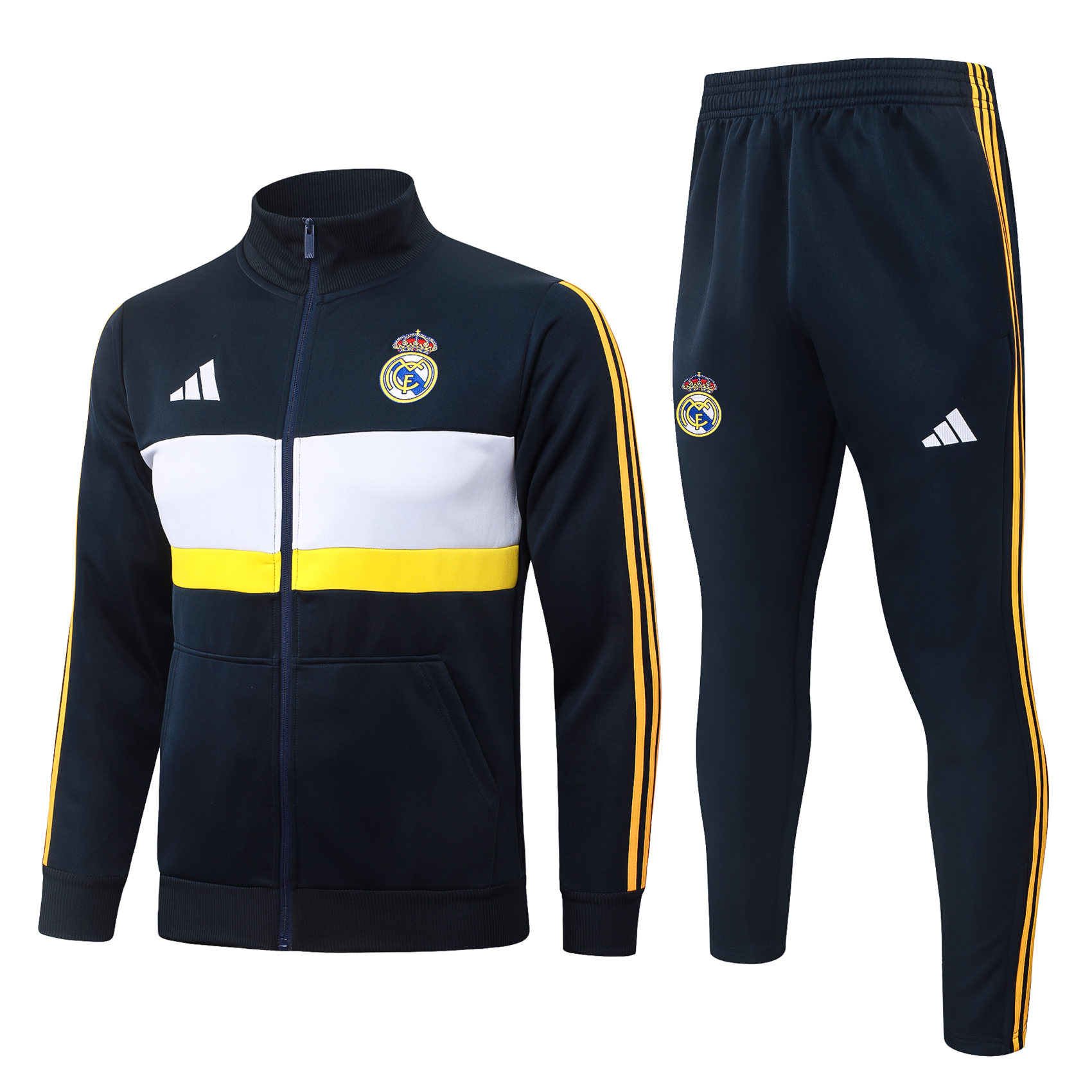 26/27 re@l Medrid Dark green (with white and yellow) Full-Zip Jacket Suit