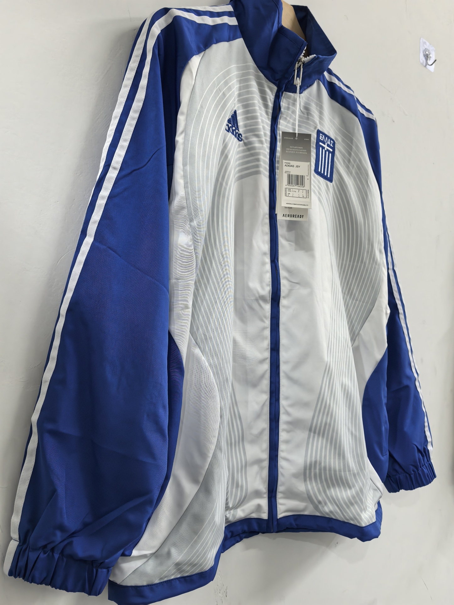 06/07 retro Windbreaker Greece training white-blue Waterproof thickened version S-XXL