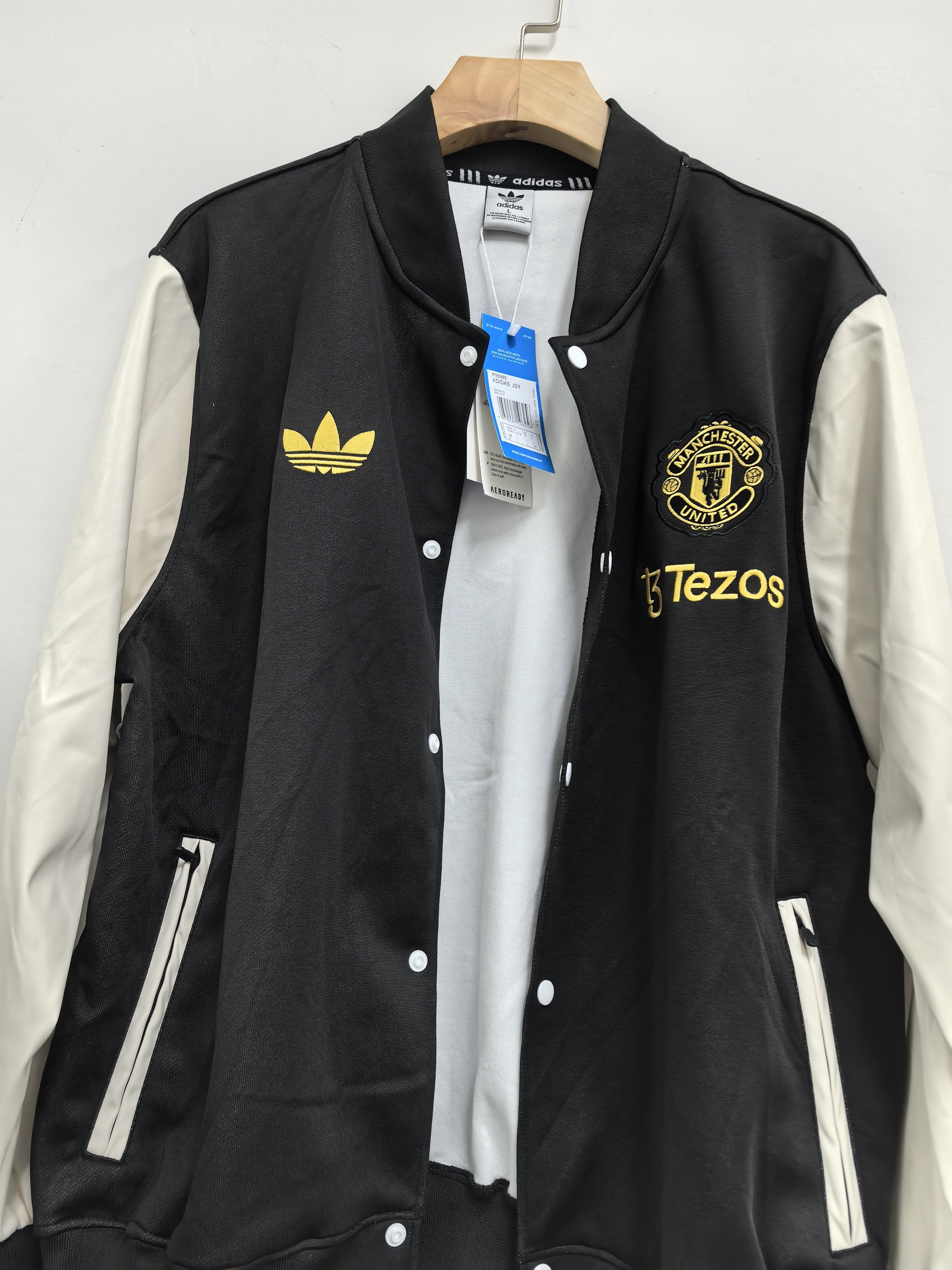 retro Manchester United M-U black-white thickened jacket S-XXL