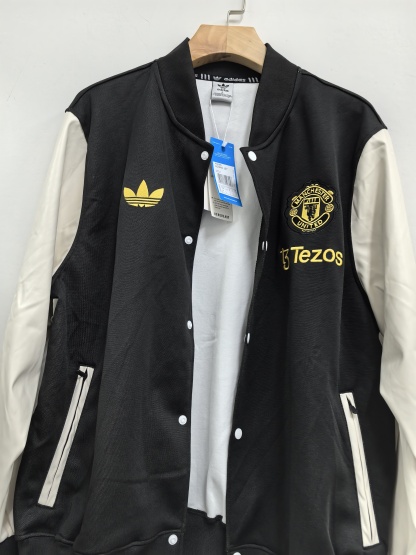 retro Manchester United M-U black-white thickened jacket S-XXL