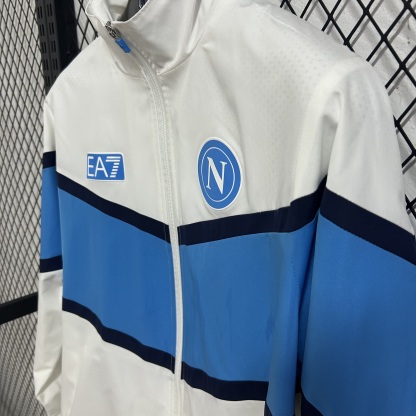 25/26 Windbreaker Napoli training white-blue Waterproof thickened version S-XXL