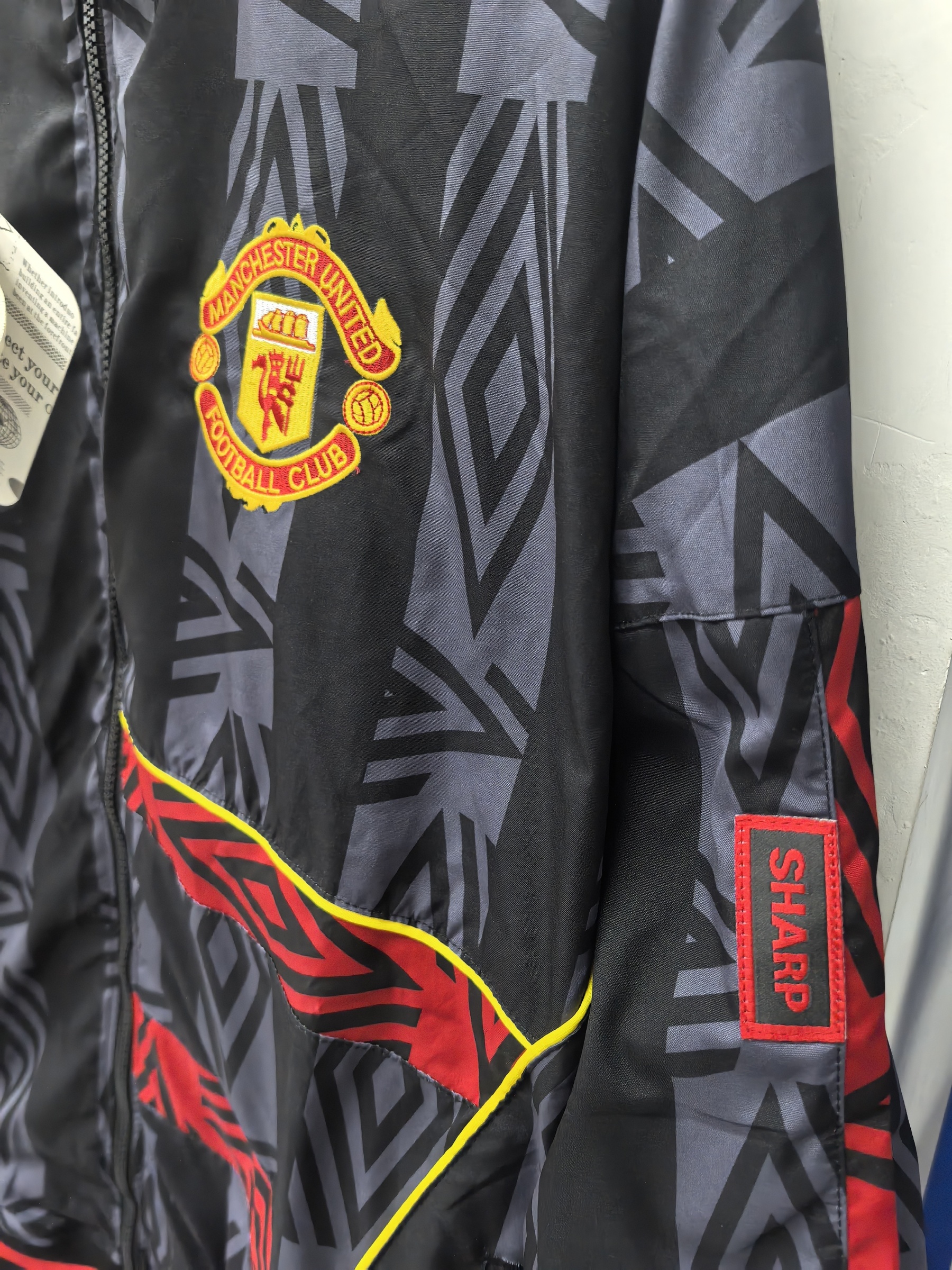 93/95 retro Manchester United M-U black thickened jacket S-XXL