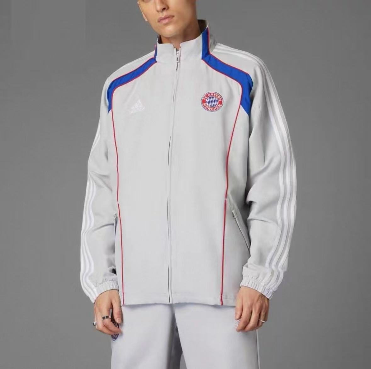 retro Windbreaker Bayern training silver Waterproof thickened version S-XXL