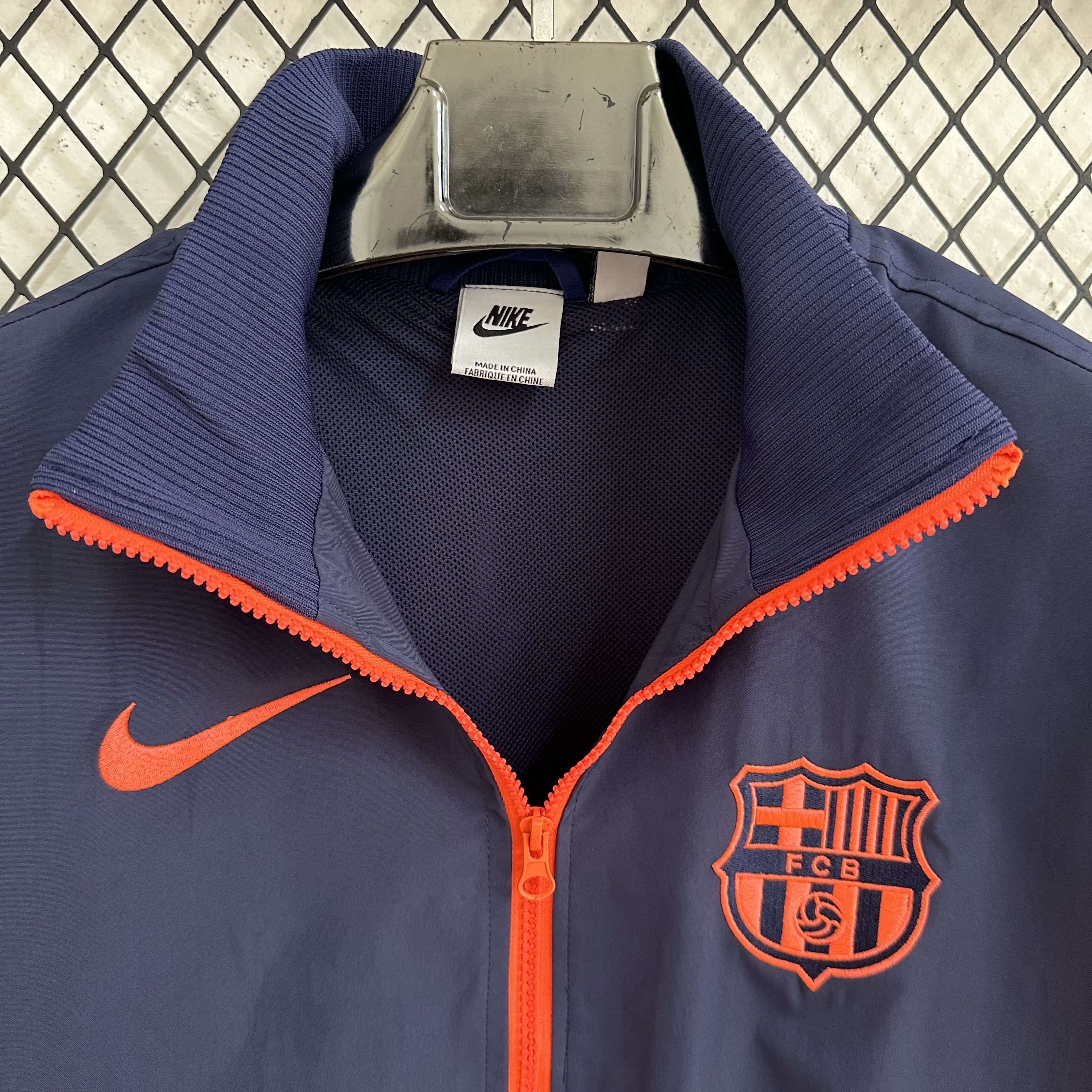 25/26 Windbreaker Barcelona training Royal Blue-Orange Waterproof version S-XXL