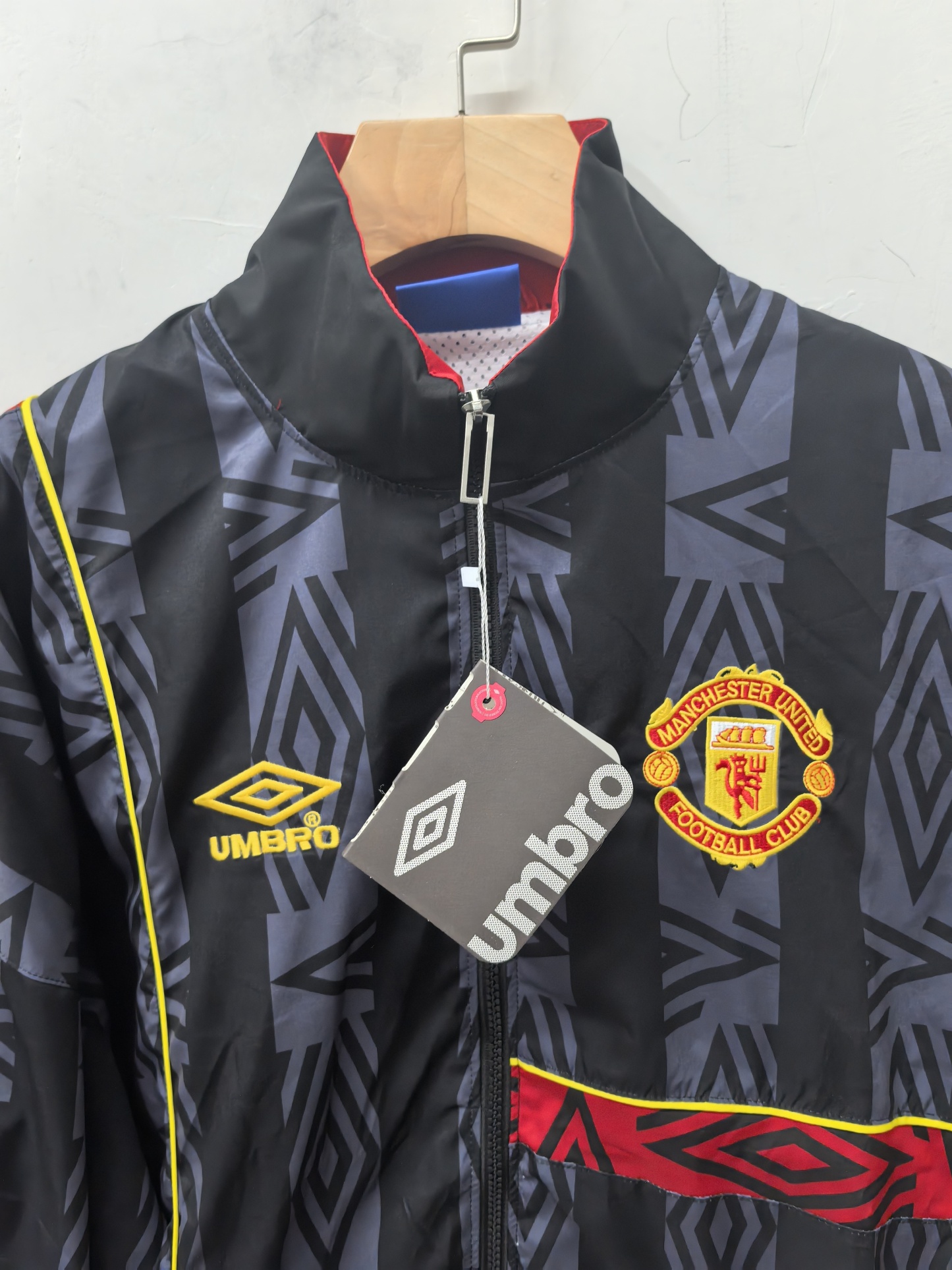 93/95 retro Manchester United M-U black thickened jacket S-XXL