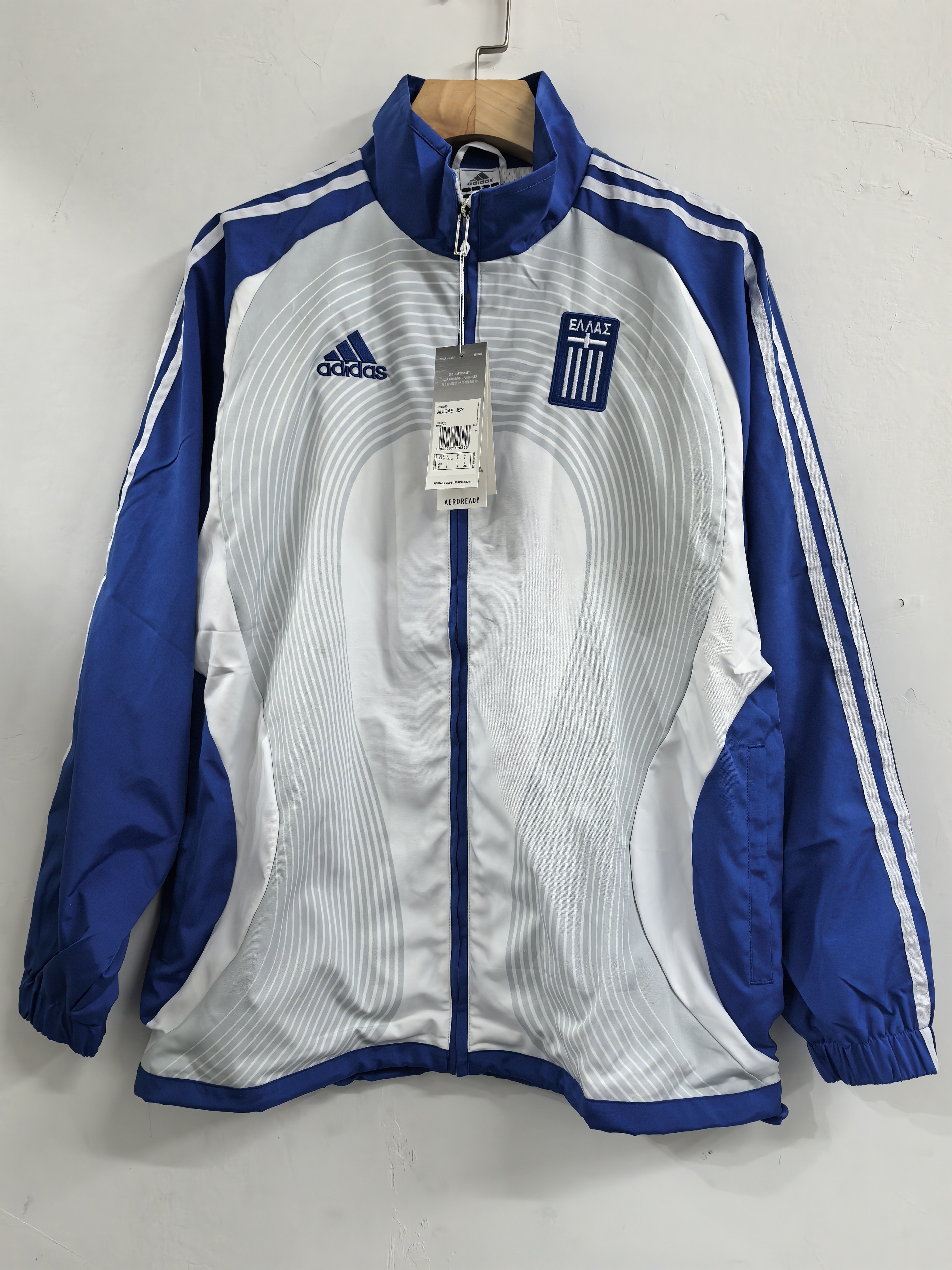 06/07 retro Windbreaker Greece training white-blue Waterproof thickened version S-XXL
