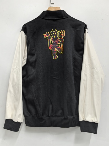 retro Manchester United M-U black-white thickened jacket S-XXL