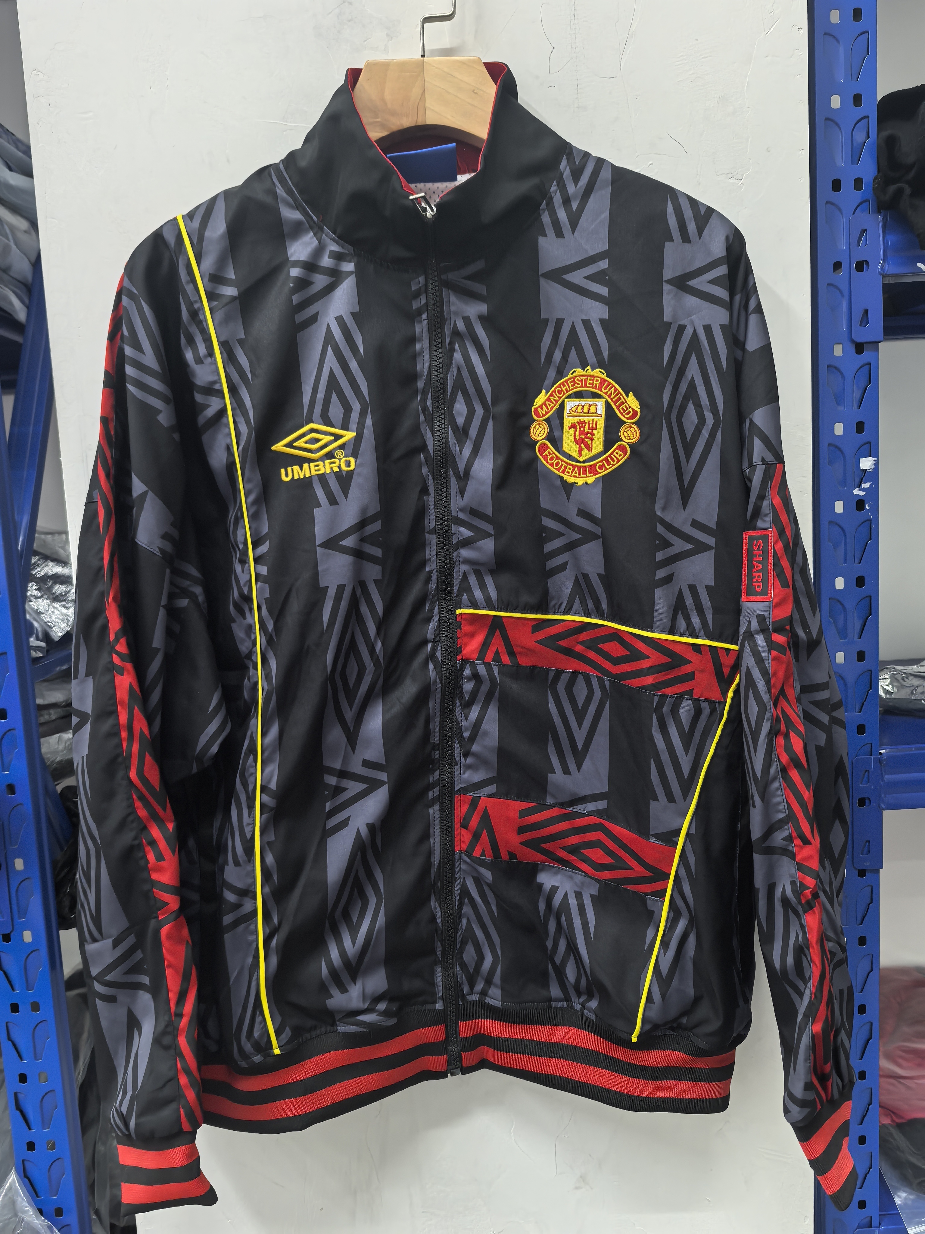 93/95 retro Manchester United M-U black thickened jacket S-XXL
