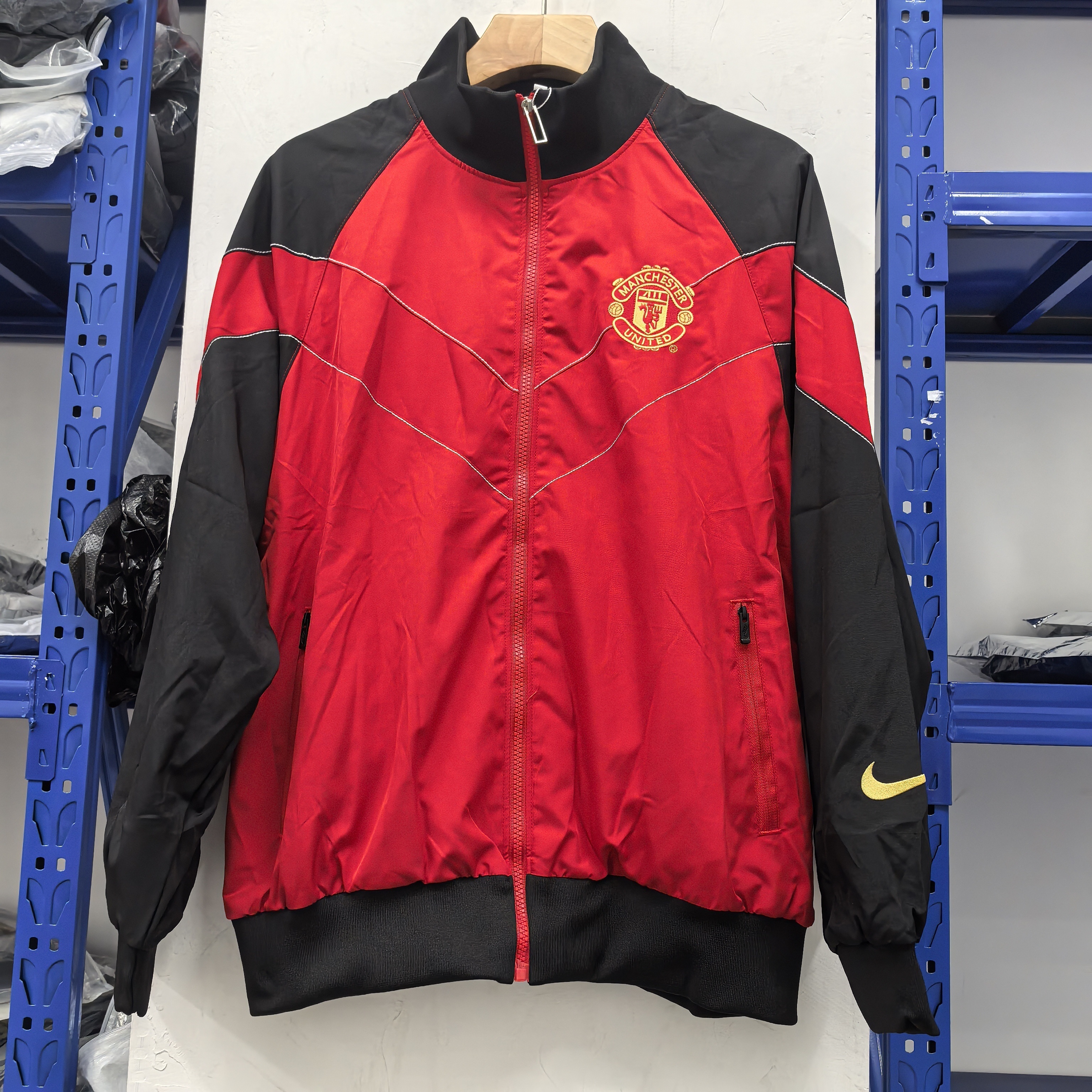 retro Manchester United M-U red thickened windbreak S-XXL