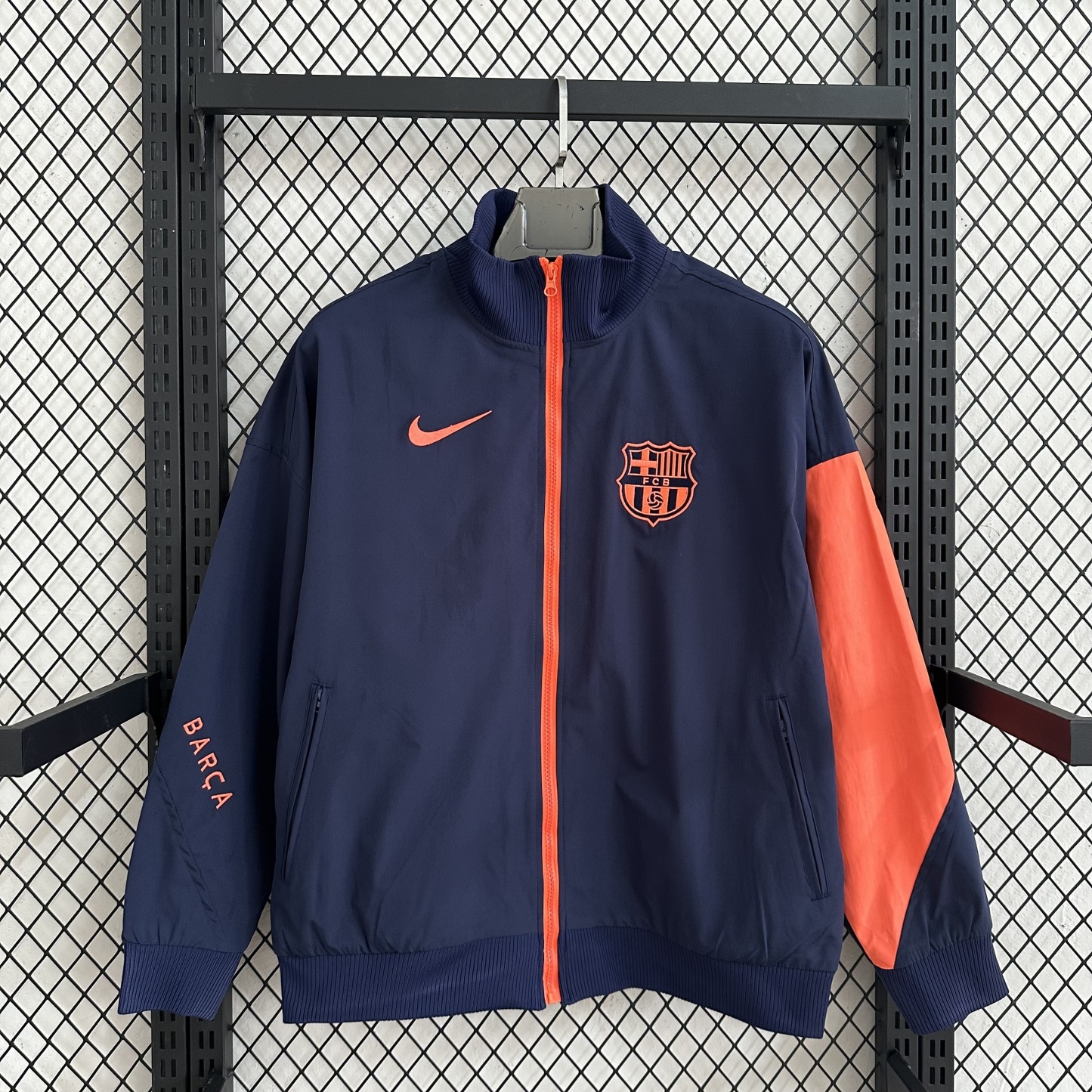 25/26 Windbreaker Barcelona training Royal Blue-Orange Waterproof version S-XXL