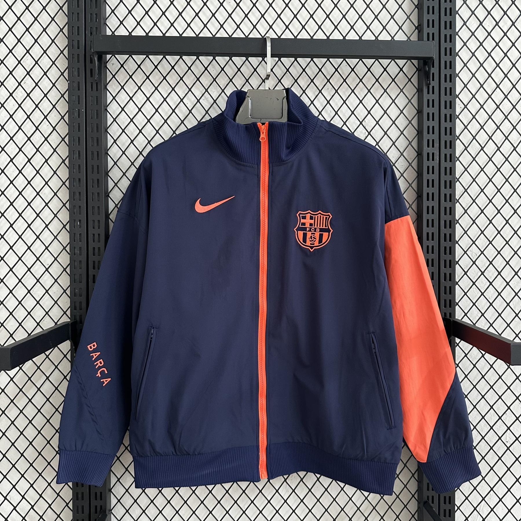 25/26 Windbreaker Barcelona training Royal Blue-Orange Waterproof version S-XXL