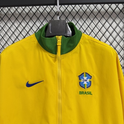 25/26 Windbreaker Brazil training Yellow Waterproof thickened version S-XXL