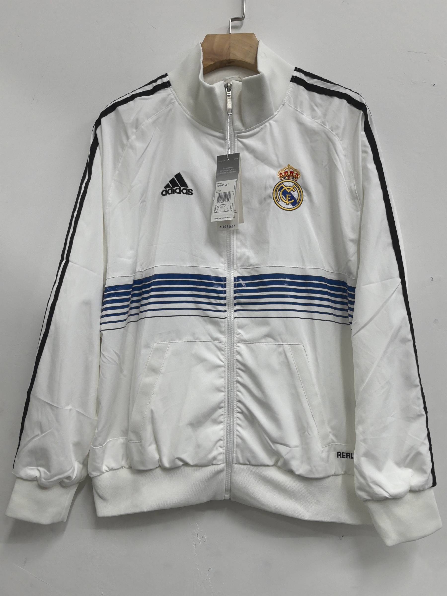 12/13 Windbreaker real M@drid training white Waterproof thickened retro version S-XXL