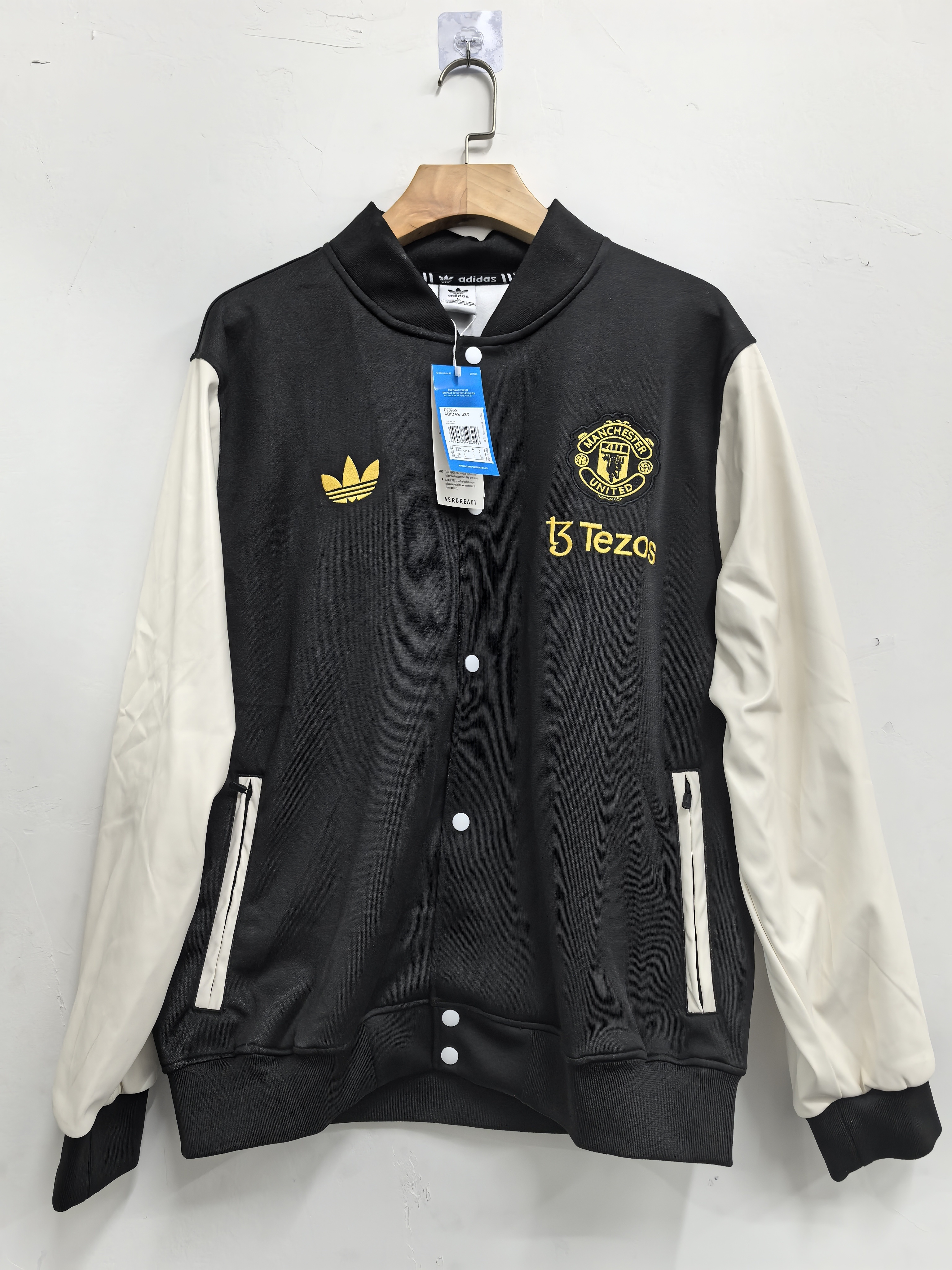 retro Manchester United M-U black-white thickened jacket S-XXL