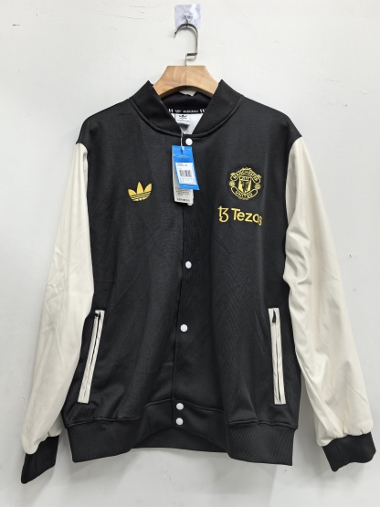 retro Manchester United M-U black-white thickened jacket S-XXL