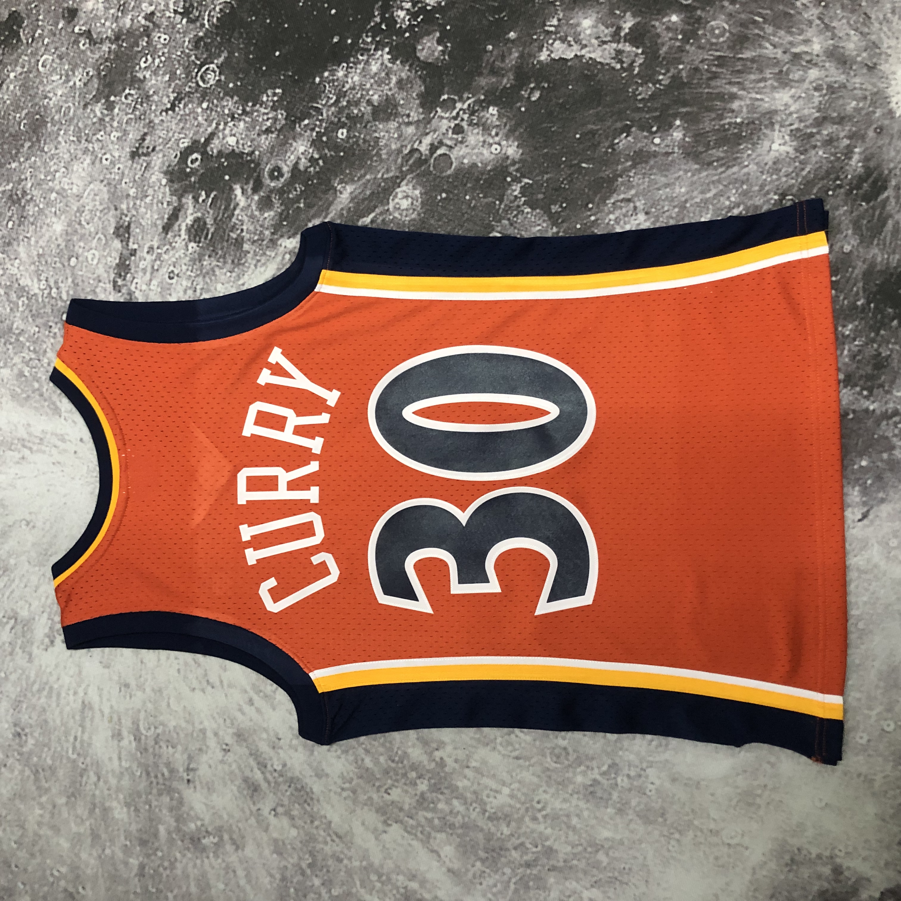 MN Heat Pressed Retro Jersey: SW Warriors 09/10 Orange No.30 Curry