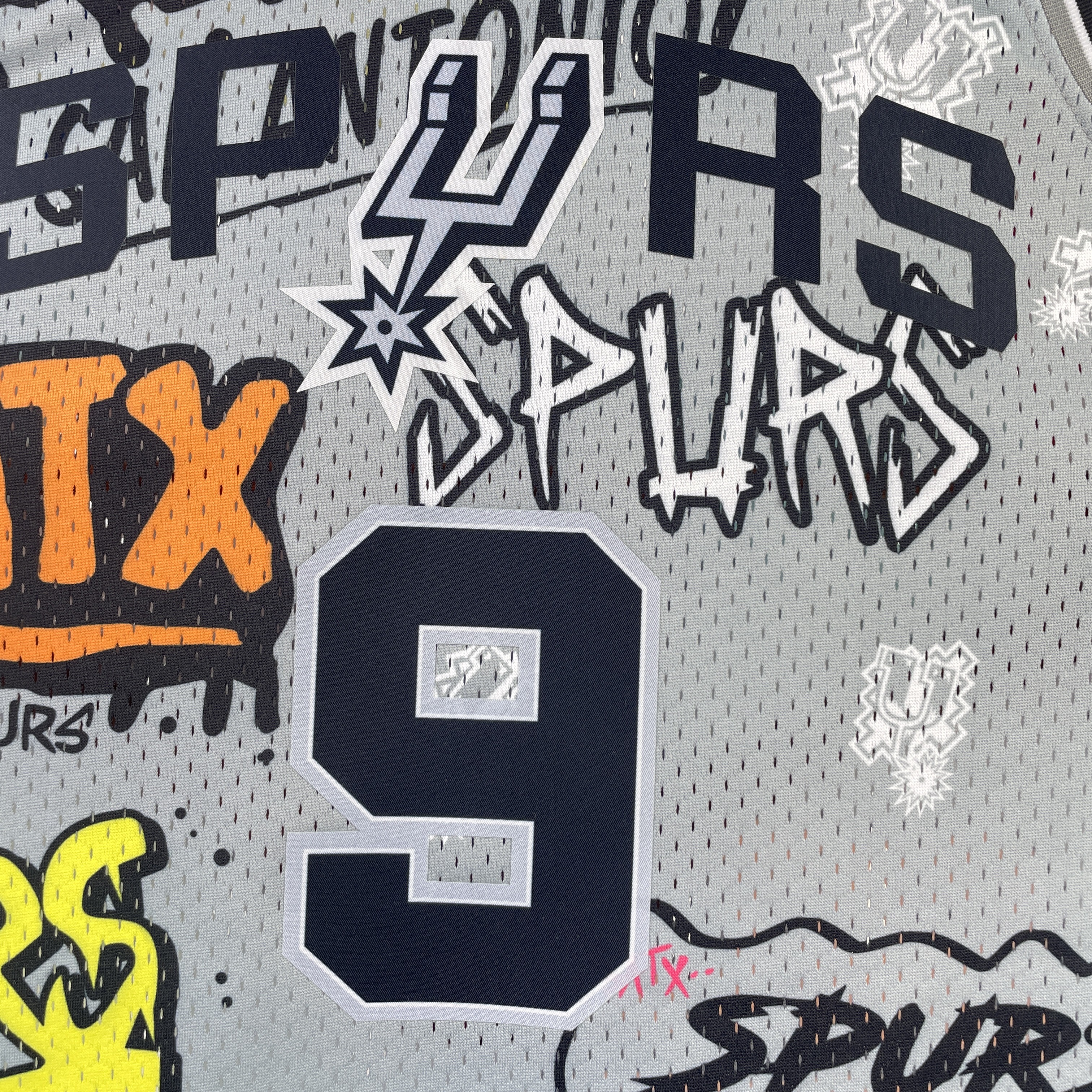 MN Heat Pressed Vintage Jersey: SW Spurs 02/03 Graffiti No.9 Parker