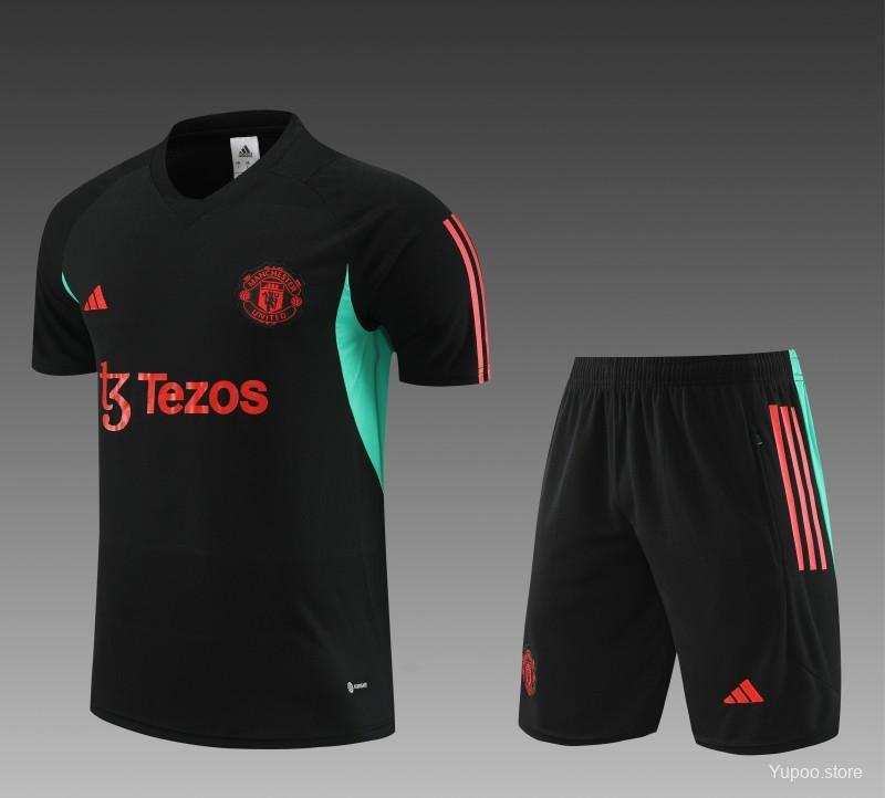 23-24 Manchester United Black White Short Sleeve+Shorts